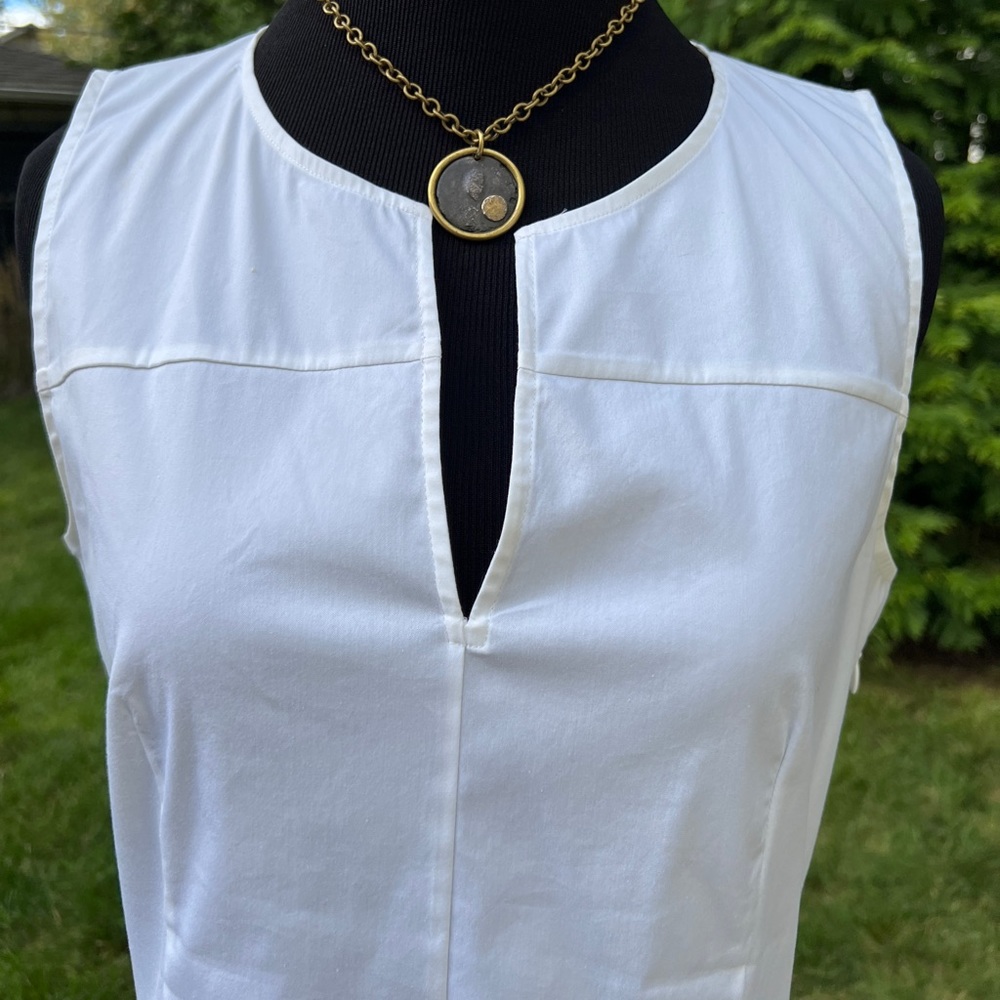 EUC White Theory cotton tank peplum staple blouse SZ S